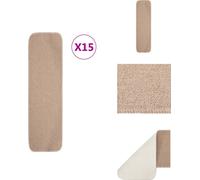 vidaXL Alfombrillas antideslizantes para escaleras, 15 unidades, 75x20 cm, color beige, rectangulares - Alfombras para escaleras