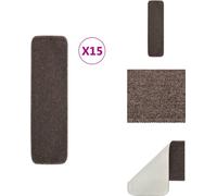 vidaXL Alfombrillas antideslizantes para escaleras, 15 unidades, 75x20 cm, color marrón, rectangulares - Alfombras para escaleras