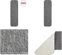 vidaXL Alfombrillas antideslizantes para escaleras, 15 unidades, 75x20 cm, grises, rectangulares - Alfombrilla para escaleras - Juego de alfombrillas para escaleras - Alfombrilla antideslizante para e