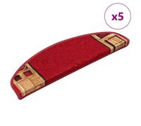 vidaXL Alfombrillas de escalera autoadhesivas 5 uds rojo 65x21x4 cm