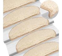 vidaXL Alfombrillas para escaleras 10 unidades 65x21x4 cm Crema Semicircular Grande