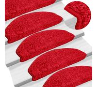 vidaXL Alfombrillas para escaleras 10 unidades 65x21x4 cm Rojo Semicircular Grande