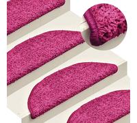 vidaXL Alfombrillas para escaleras 15 unidades 56x17x3 cm Rosa Semicircular