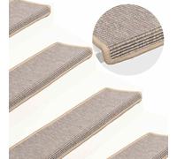 vidaXL Alfombrillas para escaleras 15 unidades 65x21x4 cm Borde rectangular plateado