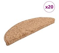 vidaXL Alfombrillas para escaleras 20 unidades 56x17x3 cm Beige Semicirculares