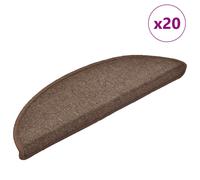 vidaXL Alfombrillas para escaleras 20 unidades 56x17x3 cm Marrón Café Semicircular
