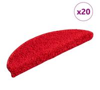 vidaXL Alfombrillas para escaleras 20 unidades 56x17x3 cm Rojo Semicircular