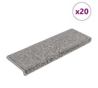 vidaXL Alfombrillas para escaleras, 20 unidades, 65x21x4 cm, color gris, rectangulares, con borde