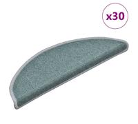vidaXL Alfombrillas para escaleras 30 unidades 56x17x3 cm Azul Mar Semicircular