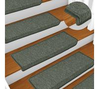 vidaXL Alfombrillas para escaleras 30 unidades 65x21x4 cm Verde oscuro Borde rectangular