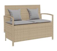vidaXL Almacén para jardín con cojín de ratán artificial beige