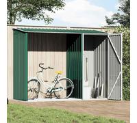 vidaXL. Almacén para leña de jardín, color verde, 245 x 98 x 159 cm, acero galvanizado