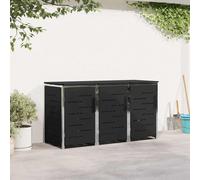 vidaXL Almacenamiento de contenedor con ruedas for 3 Bins 240L Negro
