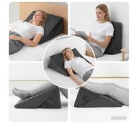 vidaXL Almohada en forma de cuña Gris 55 x 55 x 26 cm