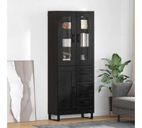 vidaXL Aparador alto 2 uds. Roble Negro 69,5 x 34 x 180 cm