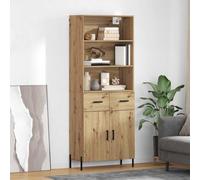 vidaXL Aparador Alto con cajón Roble Artesanal 69,5 x 32,5 x 180 cm, Armario Moderno para Comedor, Mueble Rectangular Duradero, práctico y Chic para tu salón