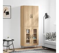 Aparador Alto Vidaxl de Madera Contrachapada con 2 Puertas de Cristal Sonoma oak