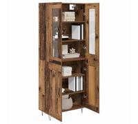 vidaXL Aparador Alto Madera Envejecida 69,5 x 34 x 90 cm, Almacenamiento Moderno para salón, aparador Funcional, Organiza con Armario de Vidrio, Mueble práctico