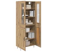 vidaXL Aparador Alto Roble Artesanal 69,5 x 34 x 90 cm, Almacenamiento Moderno para salón, aparador Funcional, Organiza con Armario de Vidrio, Mueble práctico