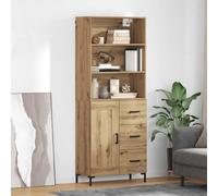 vidaXL Mueble alto Artisan, roble, 69,5 x 34 x 180 cm, material de madera