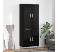 vidaXL Aparador alto con cajón Roble negro – Madera de ingeniería, patas cónicas, 69,5x34x180 cm