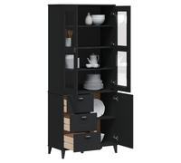 vidaXL Aparador alto VIKEN madera maciza de pino negro 80x40x190 cm