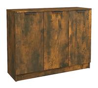 vidaXL Aparador Armario Auxiliar Alacena Mesa Consola Entrada Pasillo Vestíbulo Recibidor Mueble Madera Contrachapada Color Roble Ahumado 90,5x30x70cm