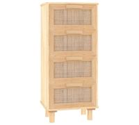vidaXL Aparador Auxiliar Armario Consola Mueble Almacenamiento Estantería Salón Sala de Estar Casa Madera Pino Maciza y Ratán Natural Marrón