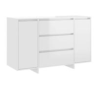 vidaXL Aparador para recibidor con 3 cajones contrachapada blanco brillo 120x41x75 cm