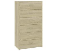 vidaXL Aparador con 6 Cajones Madera Contrachapada Armario Auxiliar Aparador Auxiliar Mueble Bajo Cajonera de Habitación Oficina Roble Sonoma