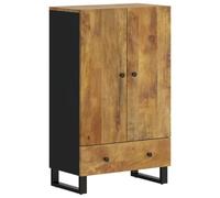 vidaXL Aparador con cajón, hierro y madera maciza de mango 60x33x100 cm