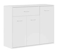 vidaXL Aparador de Madera Contrachapada Armario Auxiliar Cajonera Mueble Bajo Aparador Auxiliar para Salón Dormitorio Blanco Brillante