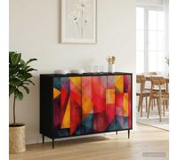 vidaXL Aparador HEESCH Roble Negro 102 x 33 x 76 cm