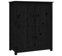 vidaXL Aparador Mueble consola para salón con cajón y estante, madera maciza de pino Negro