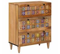 vidaXL Aparador Natural 60 x 33 x 75 cm Madera de Mango Maciza, Aparador Rectangular Moderno, Mueble de Mango, Buffet Funcional, Armario Compacto, con Varios Compartimentos