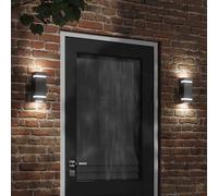 vidaXL Apliques de exterior 2 unidades acero inoxidable negro