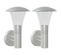 vidaXL Apliques de exterior 2 unidades – Lámpara de pared jardín, acero inoxidable plateado