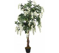 vidaXL Árbol artificial de glicinia, con 1260 hojas, 180 cm de altura, color verde y blanco