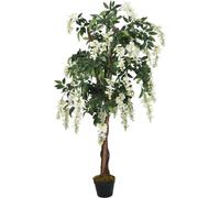 vidaXL Árbol artificial de glicinia, con 560 hojas, 80 cm de altura, color verde y blanco