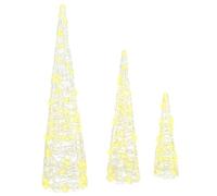 vidaXL Árbol de Navidad 3 pcs cálido 20 x 20 x 80 cm Acrílico, Decoración navideña Moderna, Duradera, Adornos de Temporada, Luces LED USB, Estilo Festivo