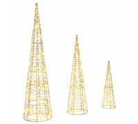 vidaXL Árbol de Navidad 3 uds. cálido 20 x 20 x 80 cm Pet 90 LED