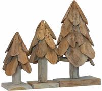 vidaXL, árbol de Navidad, 3 unidades, color marrón, 40 cm, madera maciza de teca