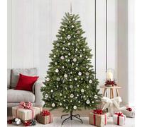 vidaXL Árbol de Navidad artificial, 210 cm, 300 LEDs, luz cálida blanca, color verde
