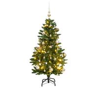 vidaXL Árbol de Navidad artificial con bisagras 150 LED y bolas 150 cm