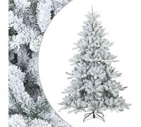 vidaXL Árbol de Navidad artificial con bisagras, cubierto de nieve, blanco, 210 cm