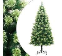 vidaXL Árbol de Navidad artificial con bisagras y soporte 210 cm