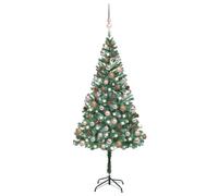 vidaXL Árbol de Navidad artificial con LEDs, bolas y piñas 180 cm