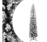 vidaXL Árbol de Navidad artificial Estrecho con Nieve PVC Verde 180 cm Realista Interior/Exterior