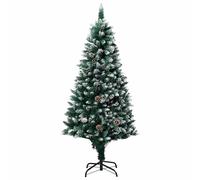 vidaXL Árbol de Navidad artificial con piñas y nieve, 150 cm