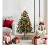 vidaXL Árbol de Navidad artificial plegable con piñas, 120 cm